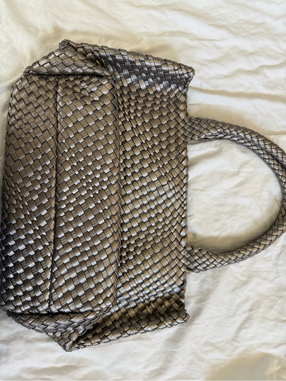 Woven Metallic Gray Tote Bag - Stylish Everyday Carry